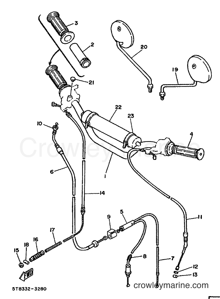 1987 Scooter DT50M - DT50M (2UM) [999] - STEERING HANDLE & CABLE