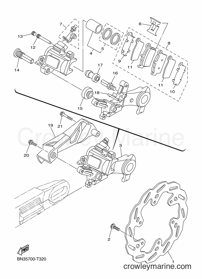 Yamaha Motors WR250R (2CFJ) [010] - REAR BRAKE CALIPER