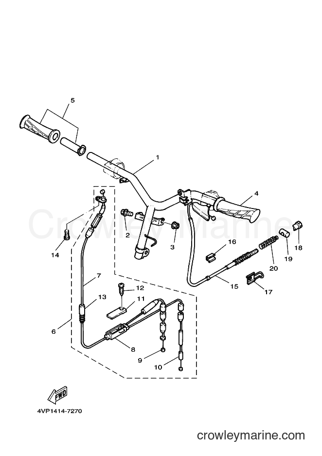 Yamaha Motors YW100 (1S54) [010] - STEERING HANDLE & CABLE