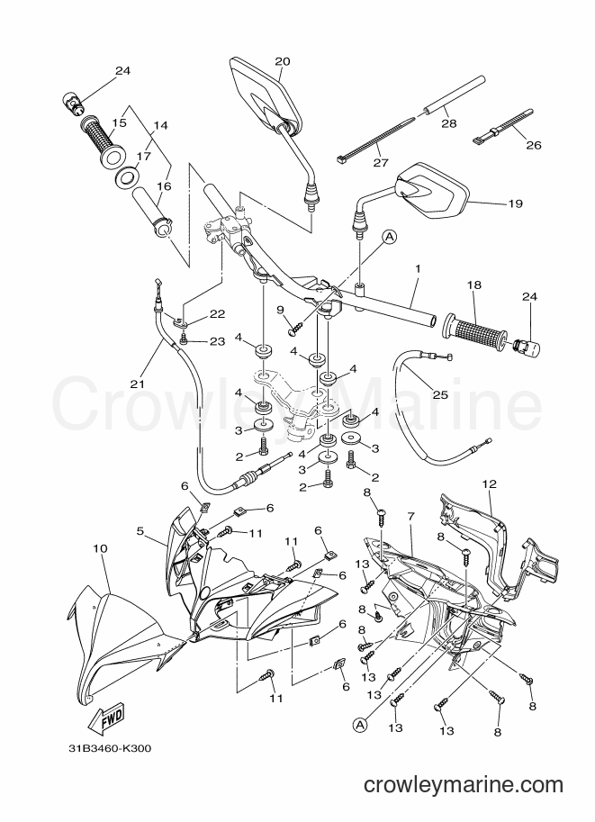 Yamaha Motors T115SEC (31B4) [010] - STEERING HANDLE & CABLE