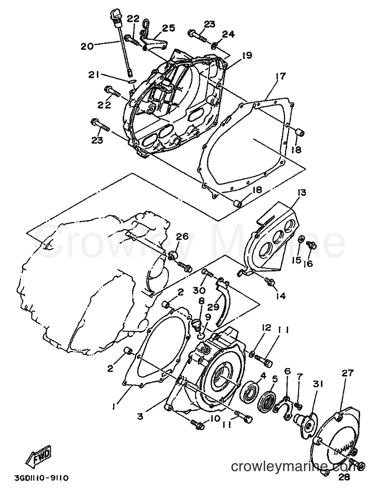 1989 ATV YFM350X - YFM350X (3GD4) [999] - CRANKCASE COVER 1