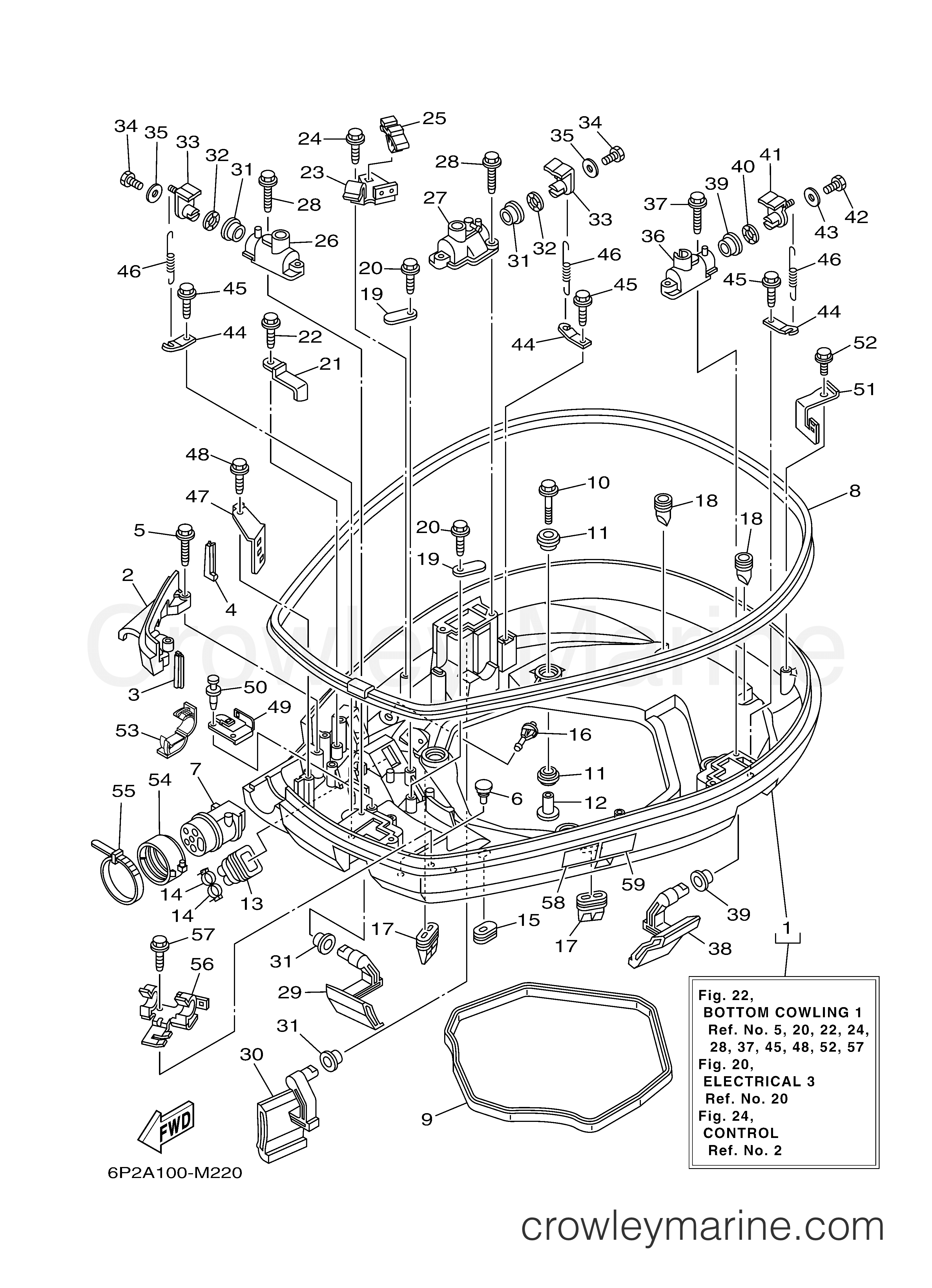 Yamaha Motors F200XA - BOTTOM COWLING 1