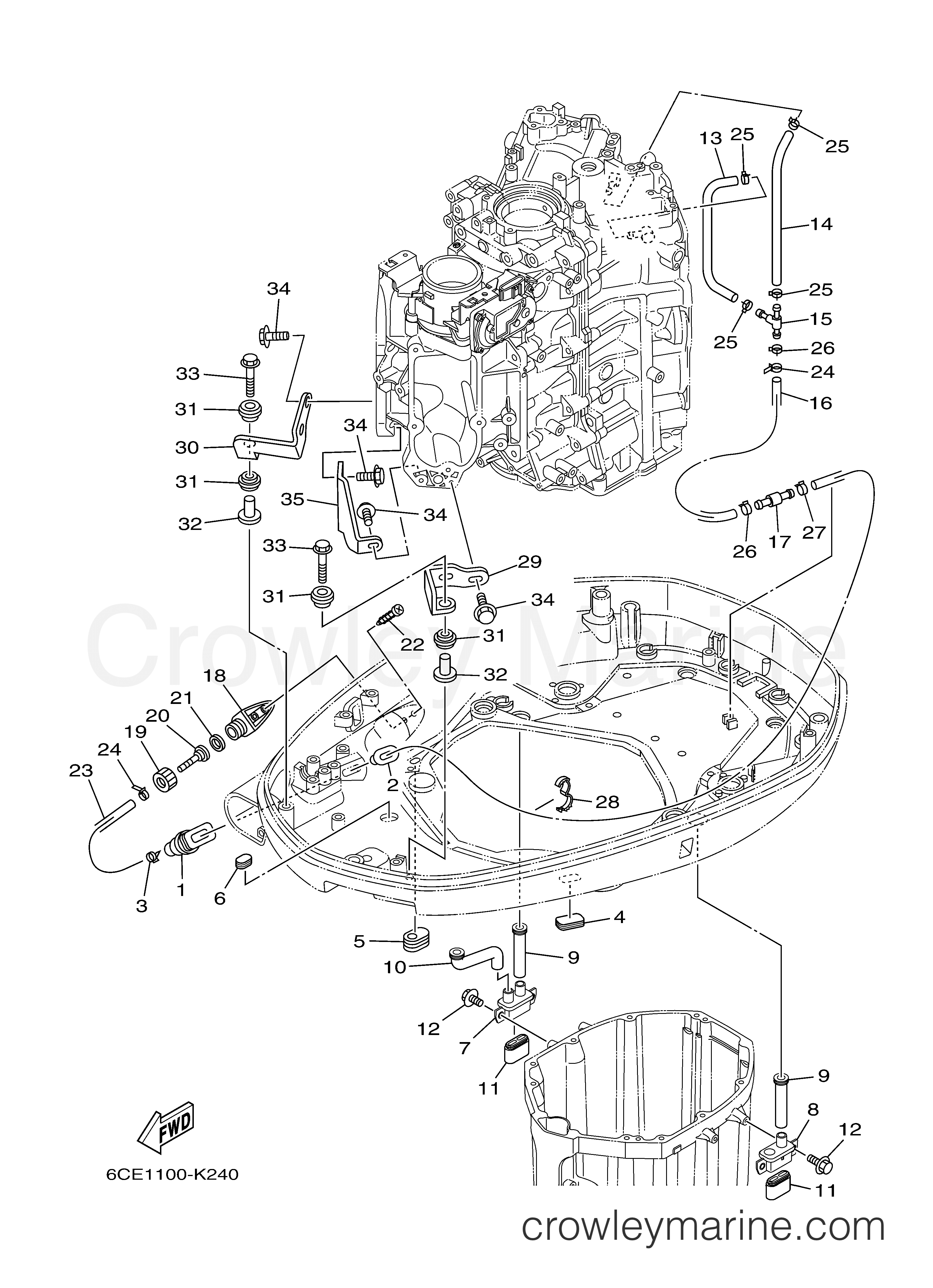 Yamaha Motors LF300XCA - BOTTOM COWLING 2