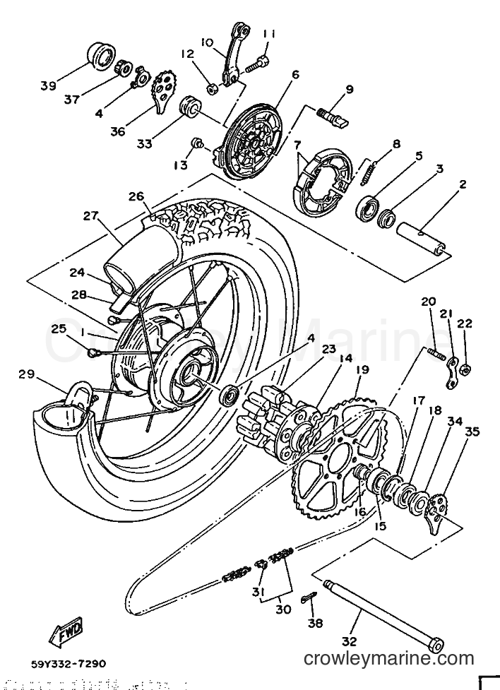 1987 Dirt Bike XT350 - XT350 (59Y) [999] - REAR WHEEL