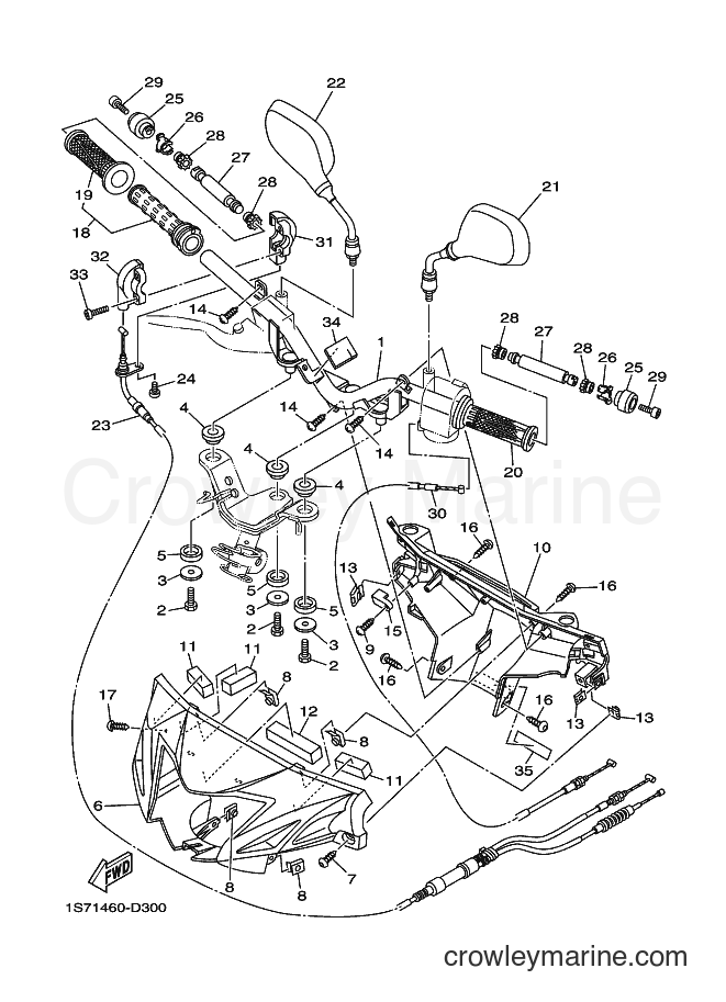 2006 Scooter T135SE - T135SE (1S71) [010] - STEERING HANDLE & CABLE