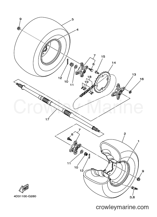 2012 ATV YFM250R - YFM250R (1BTG) [010] - REAR WHEEL