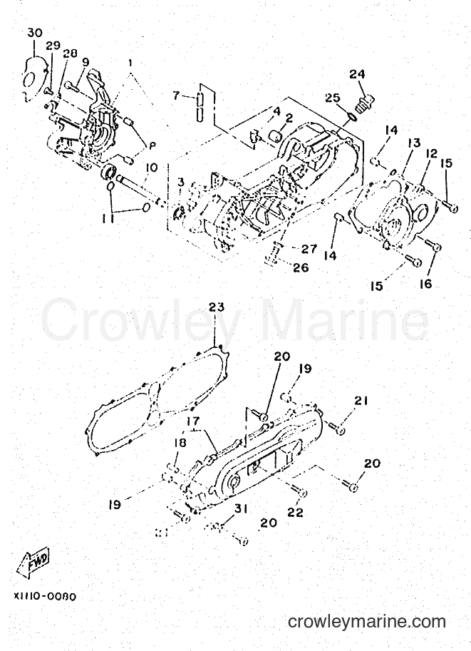 1995 Scooter CW50R - CW50R (4RU2) [010] - CRANKCASE