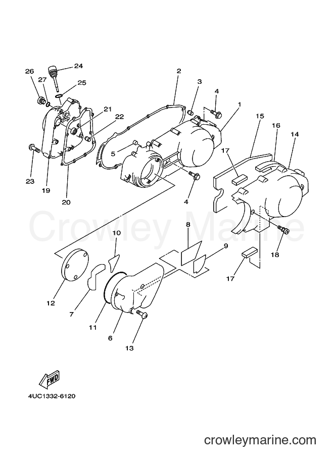 1999 Scooter YP250A - YP250A (5DF3) [100] - CRANKCASE COVER 1