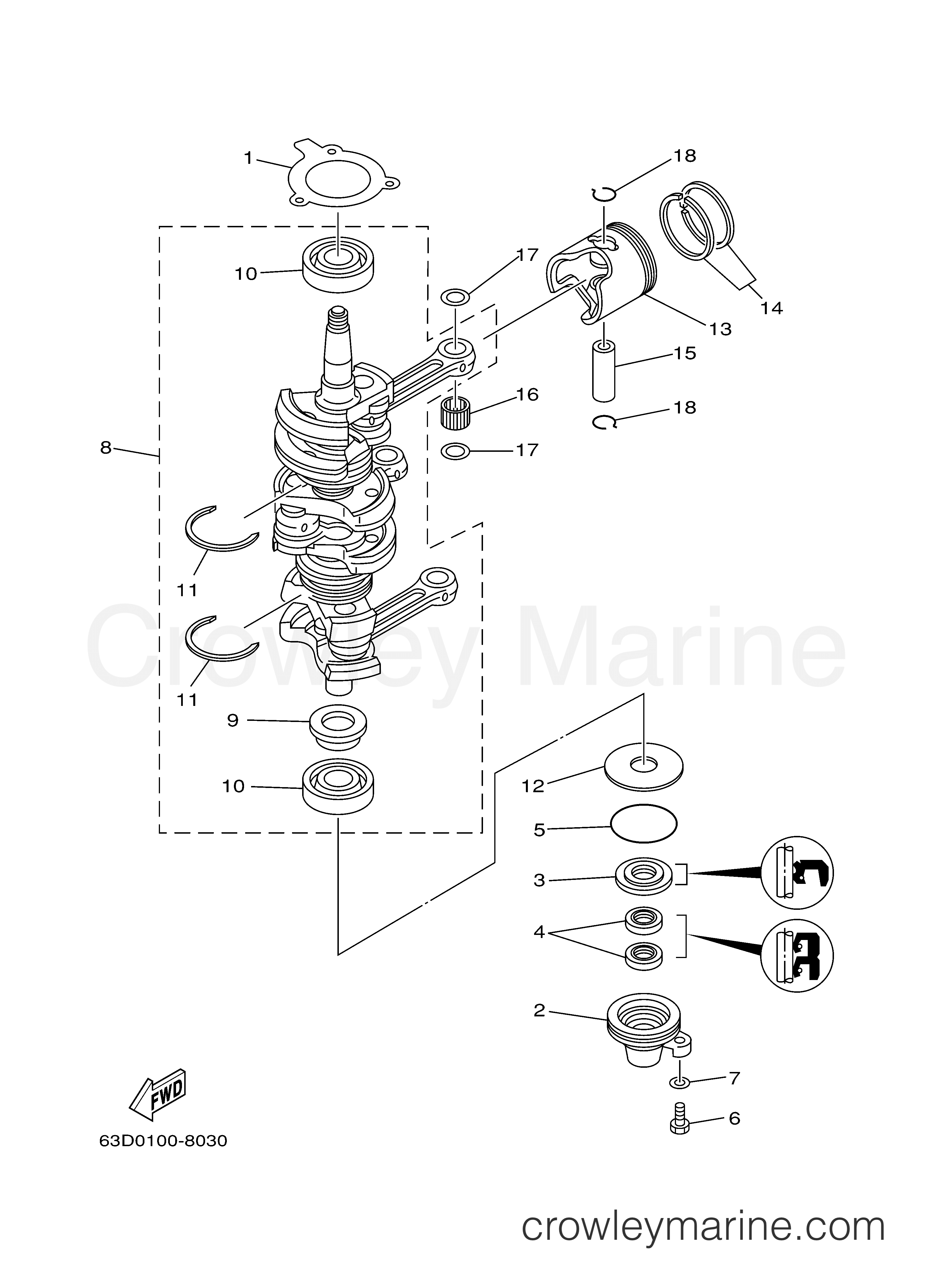 Yamaha Motors C40TLRB - CRANKSHAFT PISTON