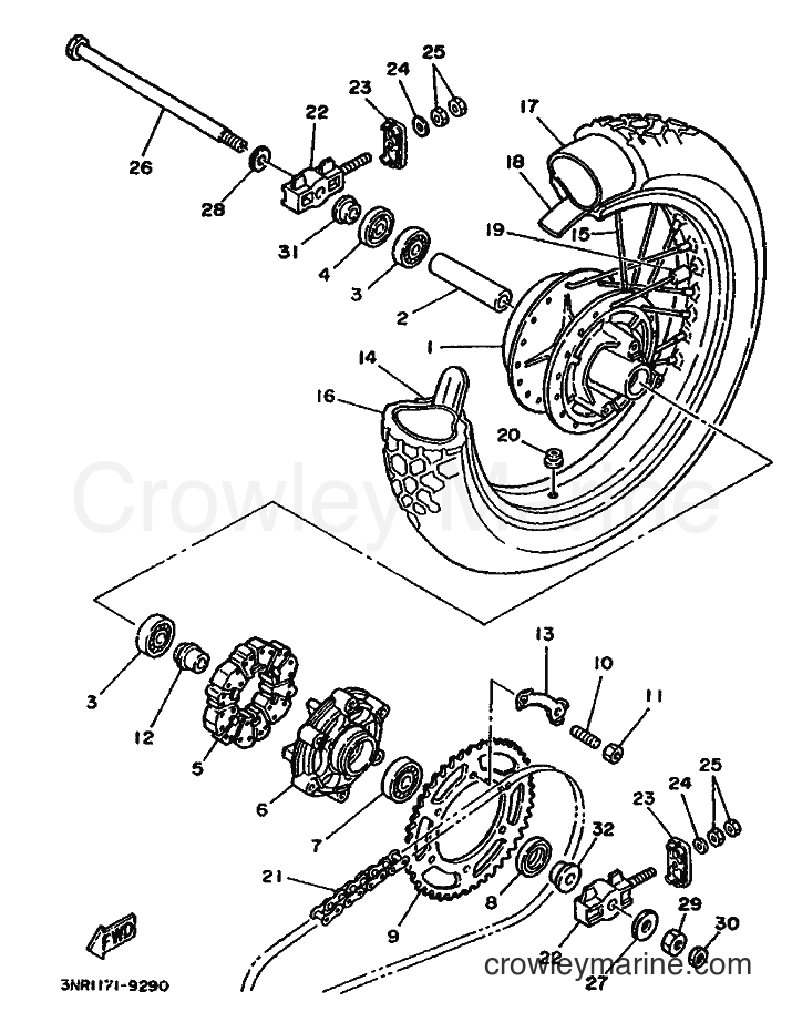 1990 Dirt Bike TDR250 - TDR250 (3NR2) [010] - REAR WHEEL