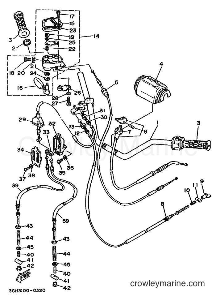 1990 ATV YFM250 - YFM250 (3GH4) [010] - STEERING HANDLE & CABLE
