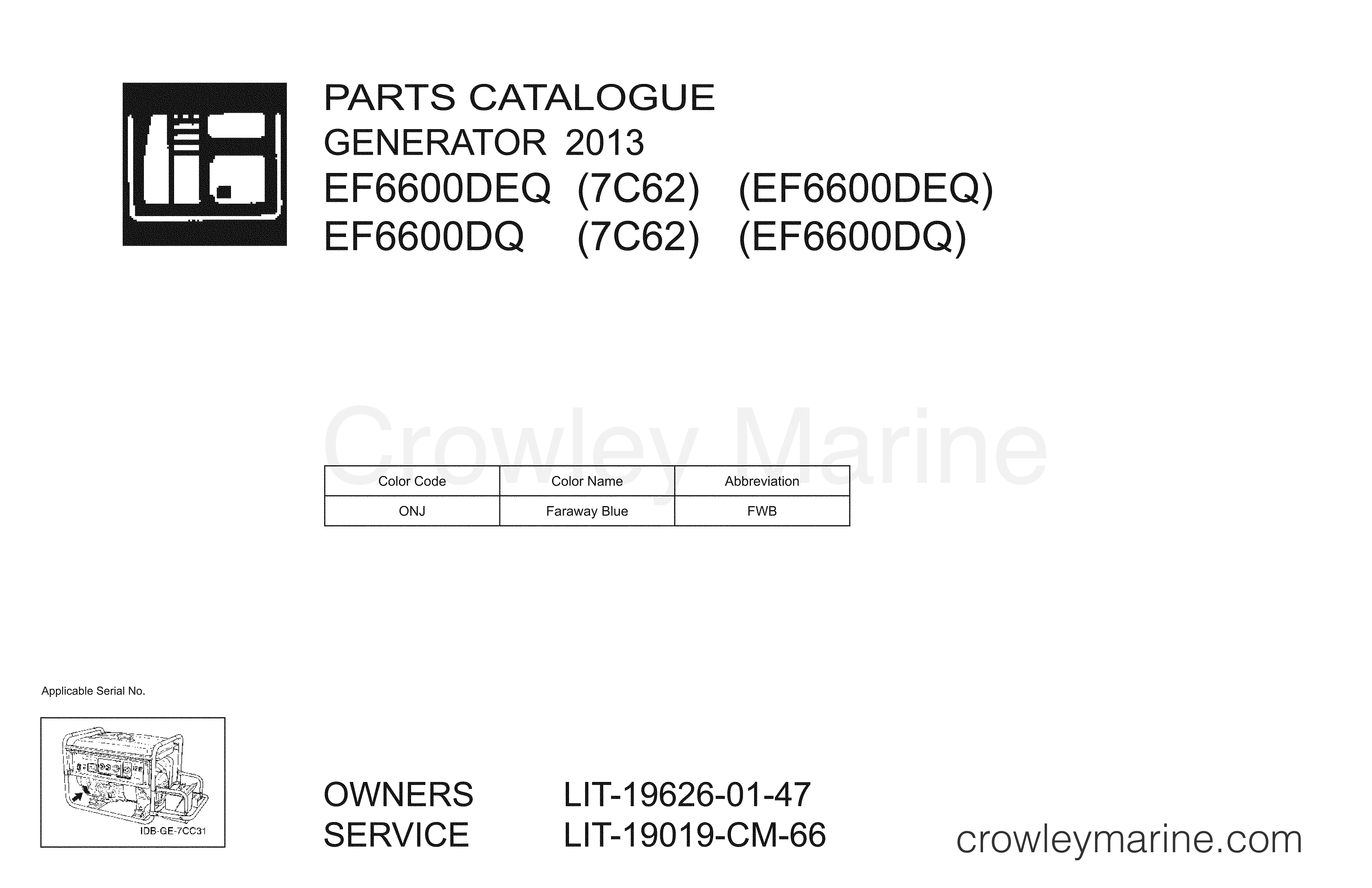 2012 Generator 6600 - EF6600DEQ - 1 TITLE PAGE
