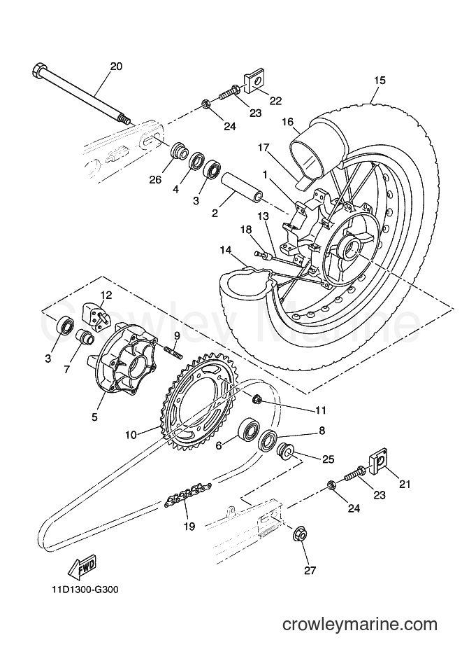 2010 Dirt Bike XT660Z - XT660Z (11D4) [010] - REAR WHEEL
