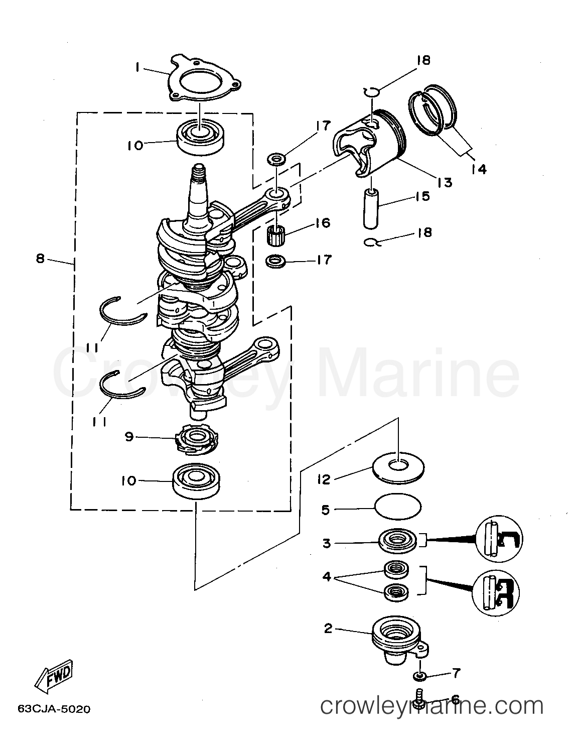 Yamaha Motors 40MSHT - CRANKSHAFT PISTON