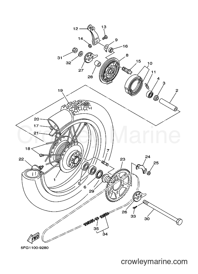 2000 Dirt Bike TT-R225 - TT-R225 (5FG6) [010] - REAR WHEEL