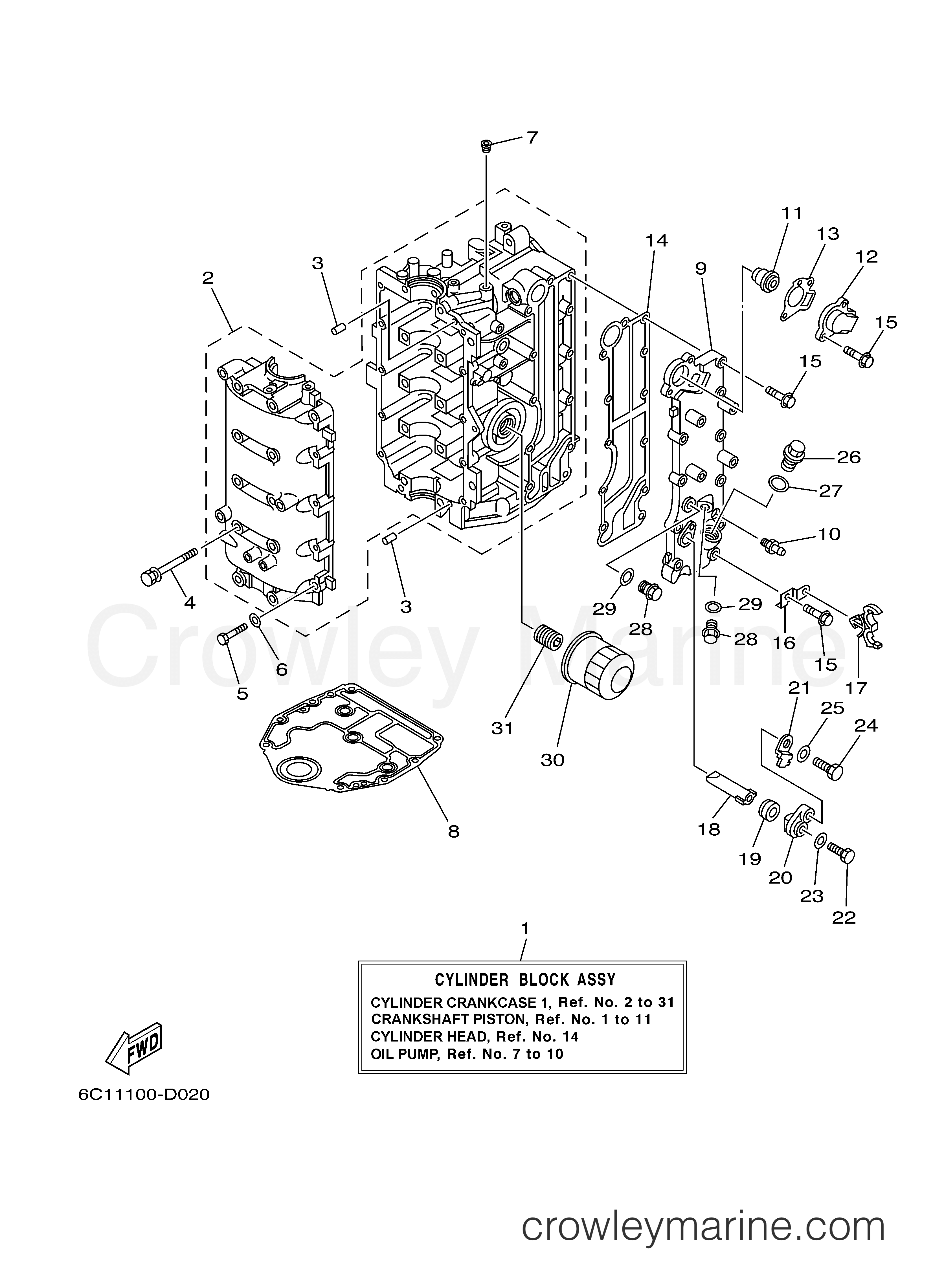 Yamaha Motors F60TLRD - CYLINDER CRANKCASE 1