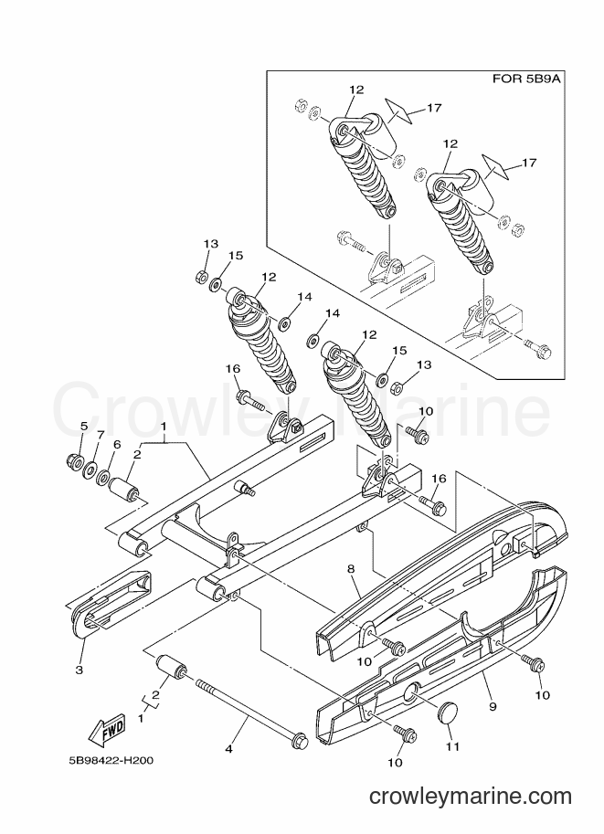 2009 Scooter T110E - T110E (5B98) [010] - REAR ARM & SUSPENSION