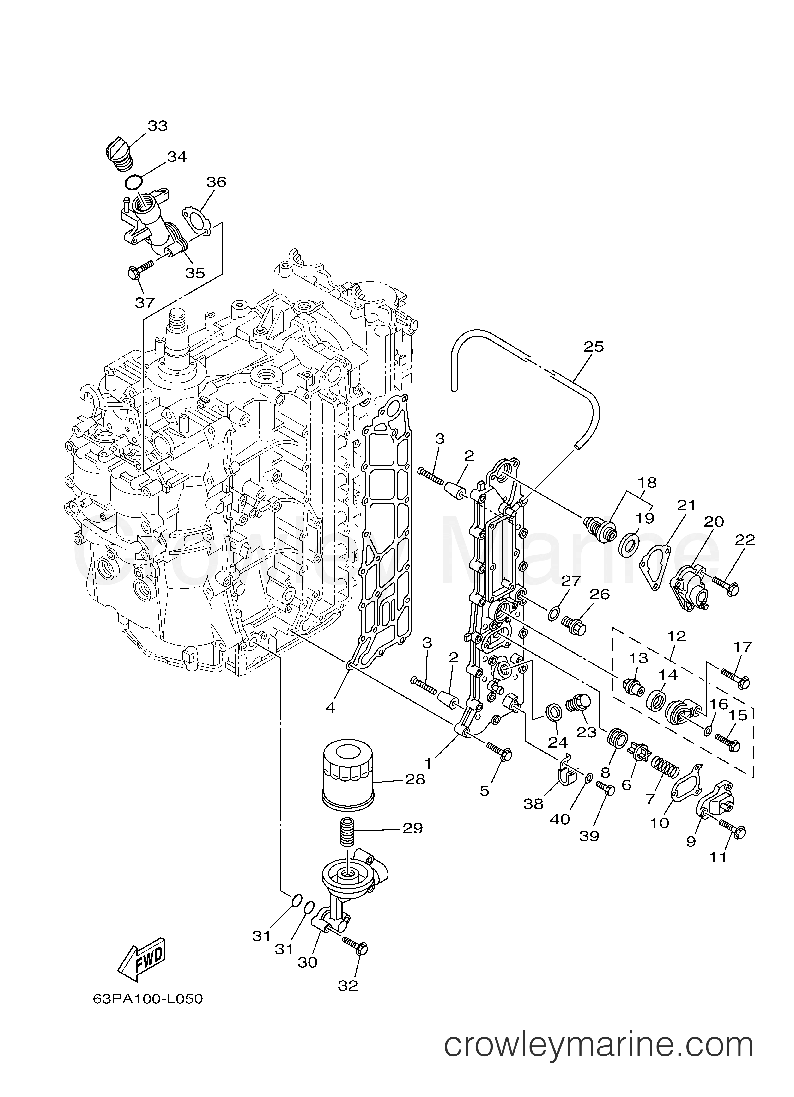 Yamaha Motors F150JA - CYLINDER CRANKCASE 3