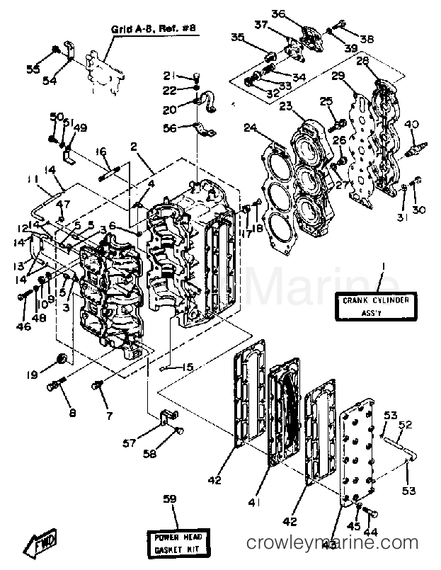 Yamaha Motors 90ETLN - CRANKCASE CYLINDER