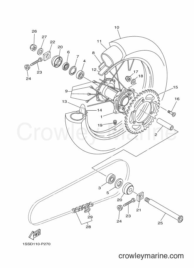 2019 Dirt Bike YZ250 - YZ250 (B9U2) [010] - REAR WHEEL