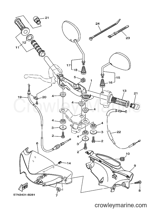 Yamaha Motors T110 (4P41) [010] - STEERING HANDLE & CABLE
