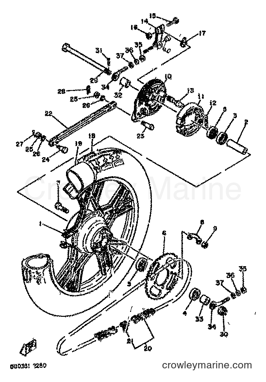 1982 Street Bike RD80 - RD80 (12G) [999] - REAR WHEEL