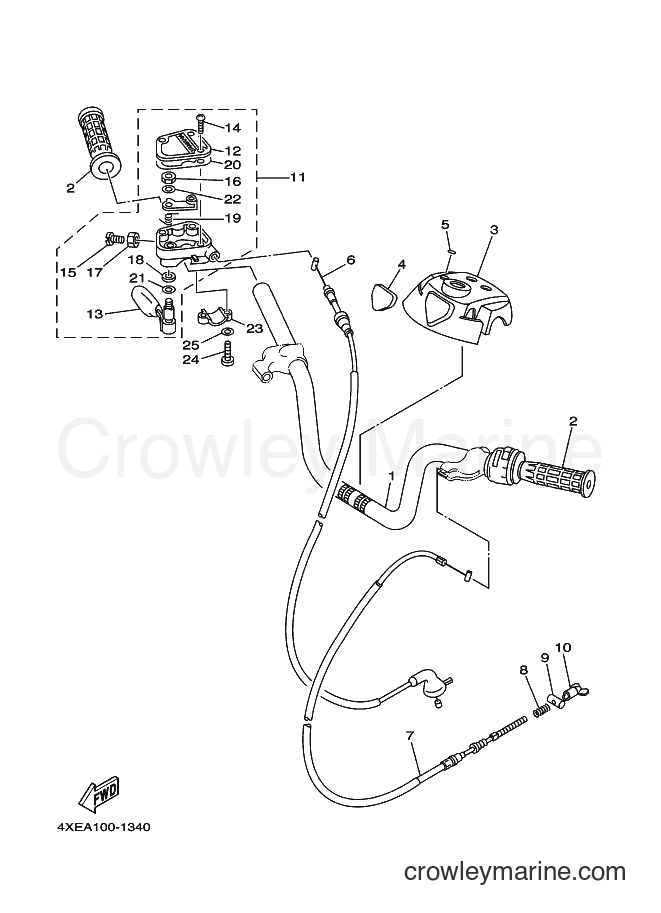 Yamaha Motors YFM250 (4XEJ) [010] - STEERING HANDLE & CABLE