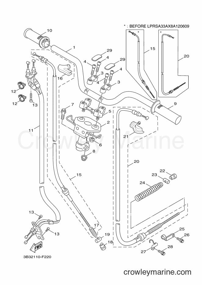Yamaha Motors XF50 (3B37) [010] - STEERING HANDLE & CABLE