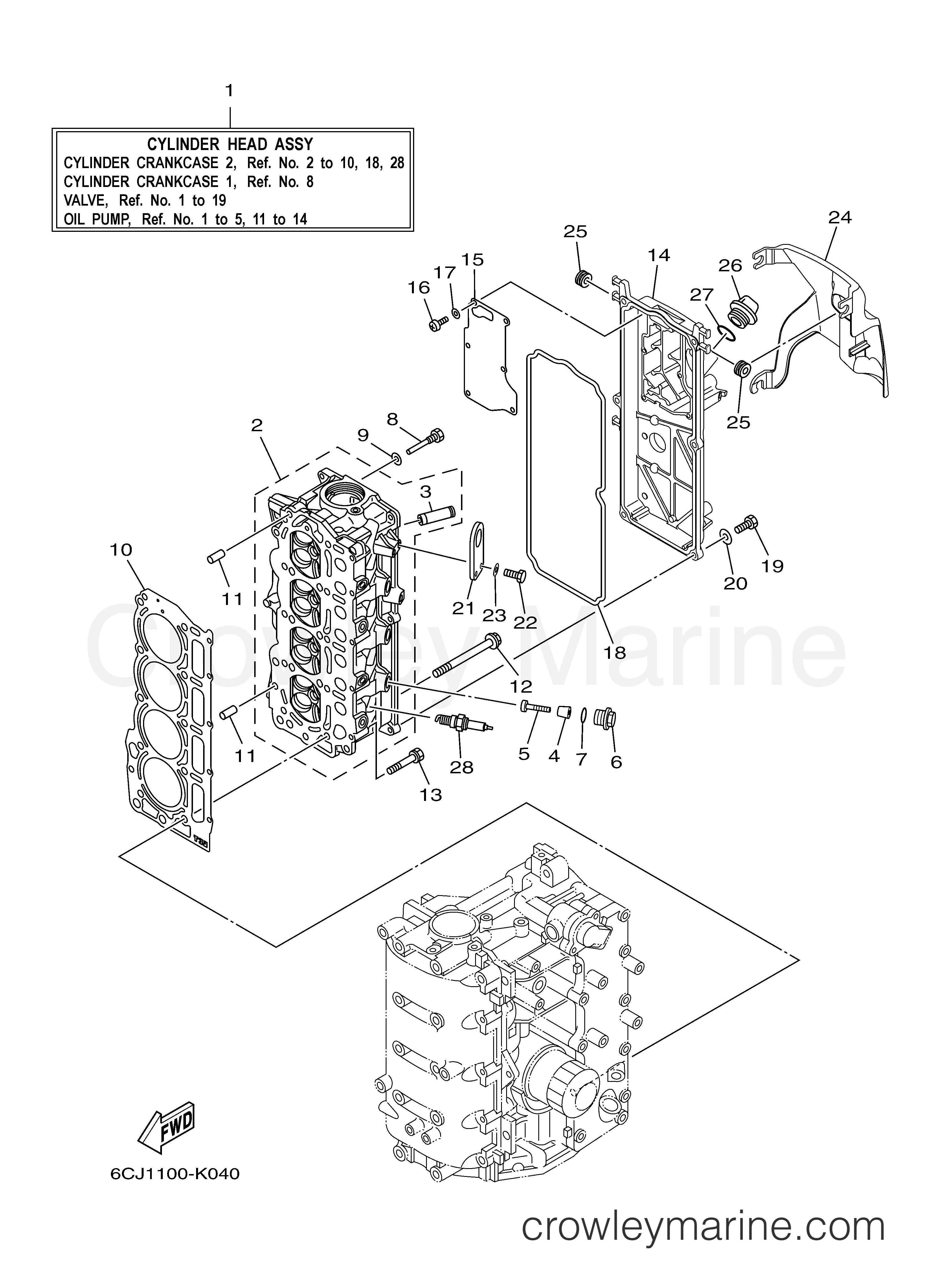 Yamaha Motors F70LA - CYLINDER CRANKCASE 2
