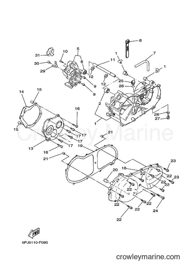 2008 Scooter YW50 - YW50 (5PN6) [010] - CRANKCASE
