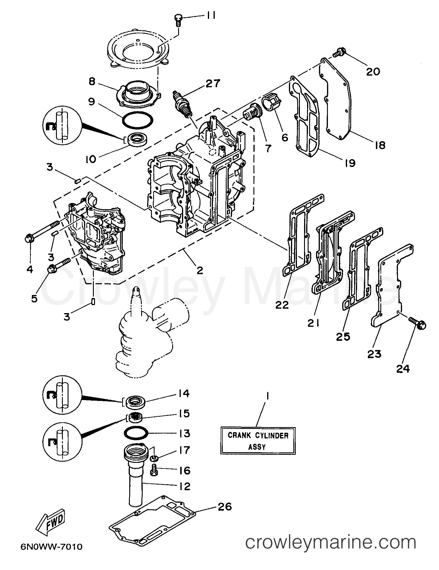 Yamaha Motors 6MSHX - CYLINDER CRANKCASE