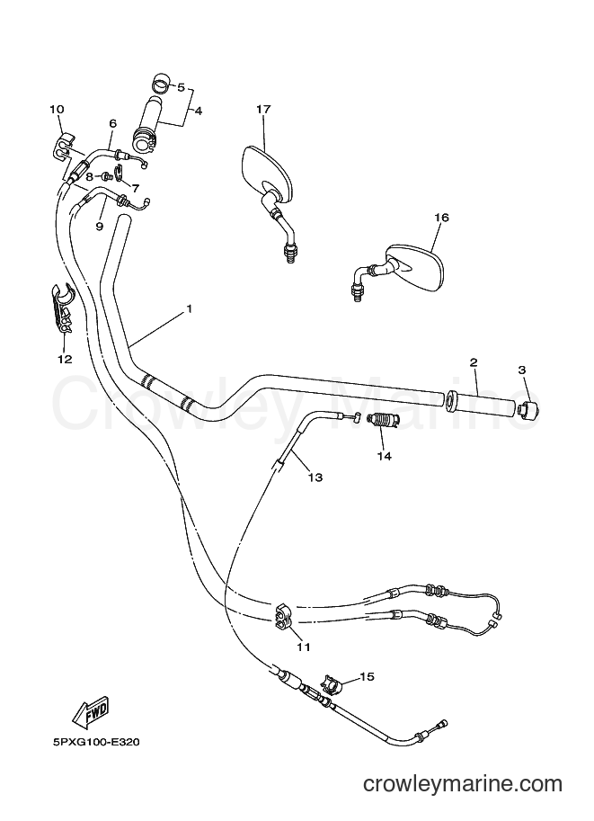 Yamaha Motors XV1700PC (5PXM) [010] - STEERING HANDLE & CABLE