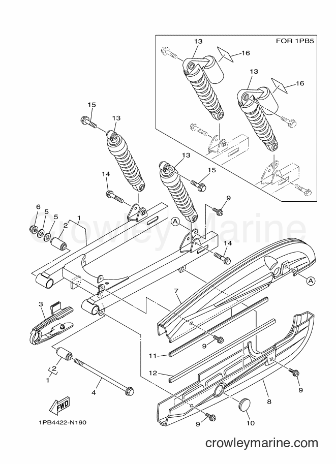 2014 Scooter T115FSEC - T115FSEC (1PB5) [010] - REAR ARM & SUSPENSION