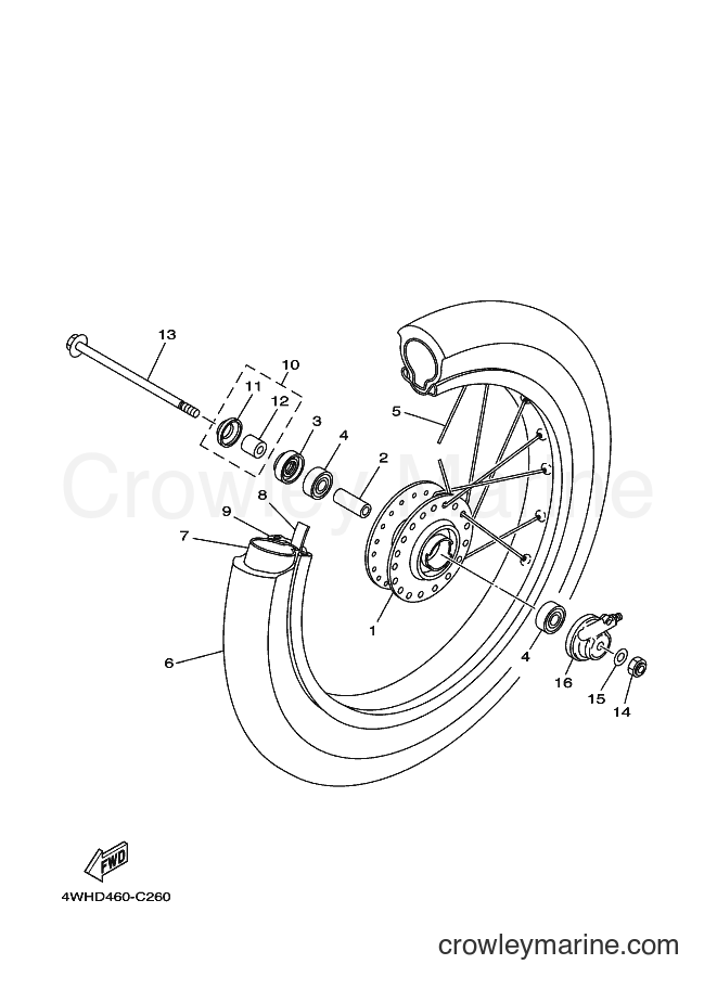 2004 Street Bike V110E - V110E (4WHE) [010] - FRONT WHEEL FOR SPOKE WHEEL