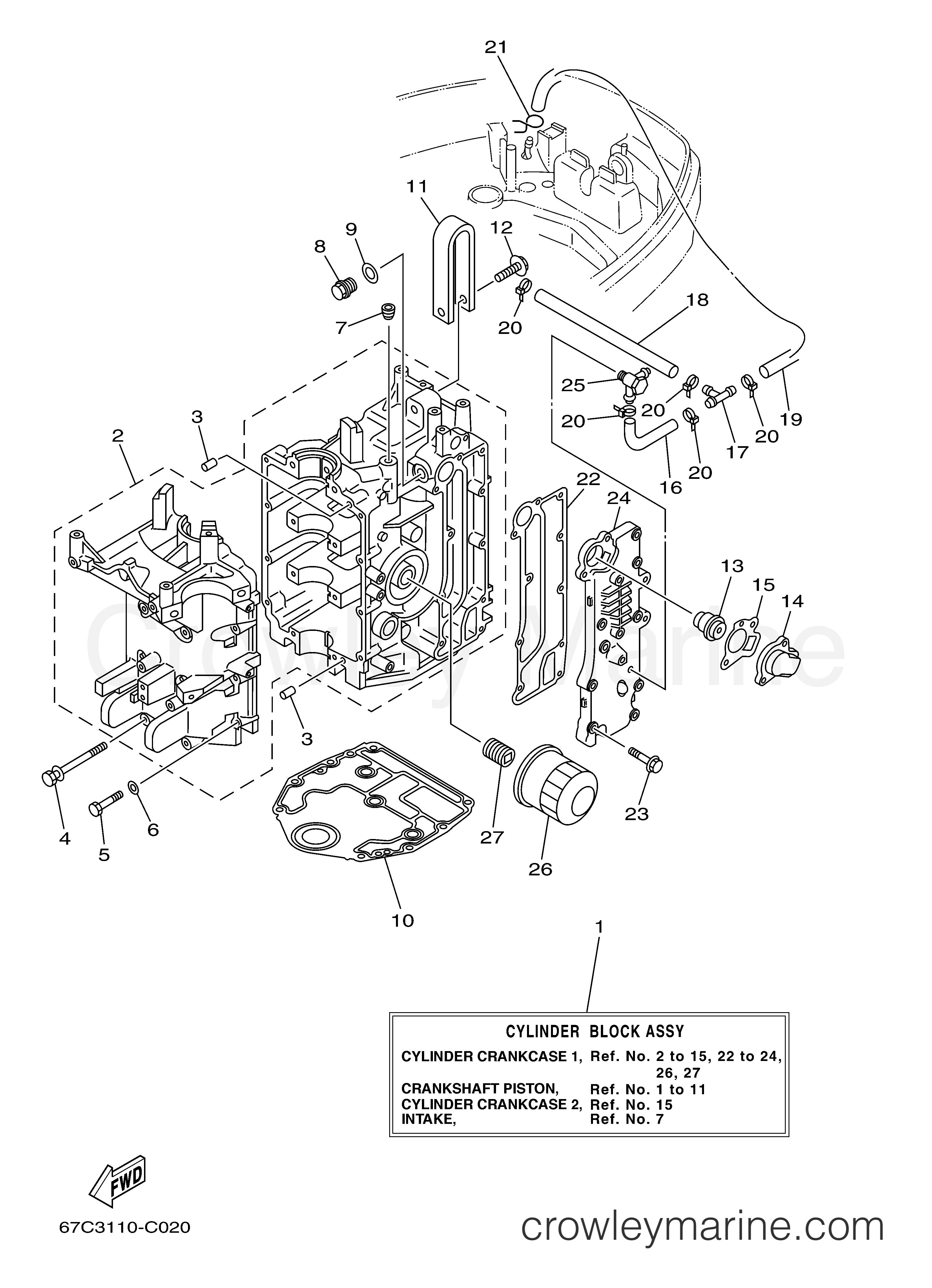 Yamaha Motors F30TLRC - CYLINDER CRANKCASE 1