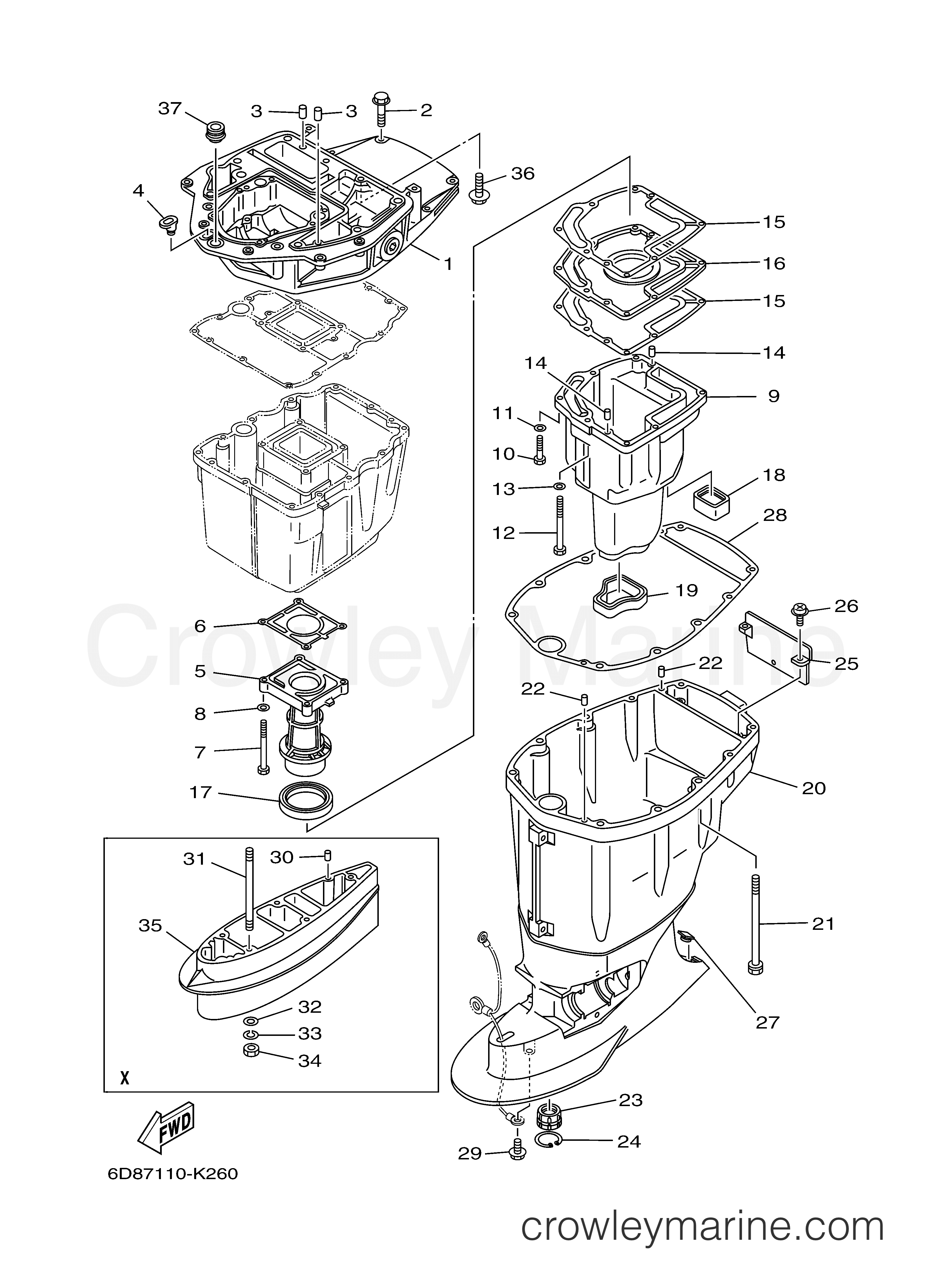 Yamaha Motors F90LA - UPPER CASING