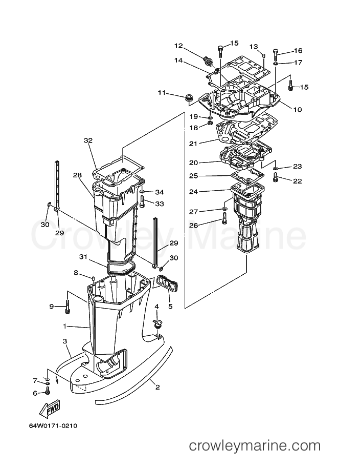 Yamaha Motors 100A (64W0) [030] - UPPER CASING