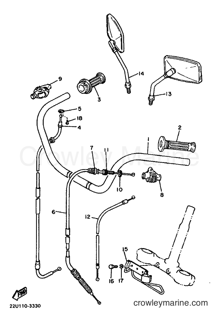 1983 Cruiser XV500 - XV500 (26R0) [010] - STEERING HANDLE & CABLE