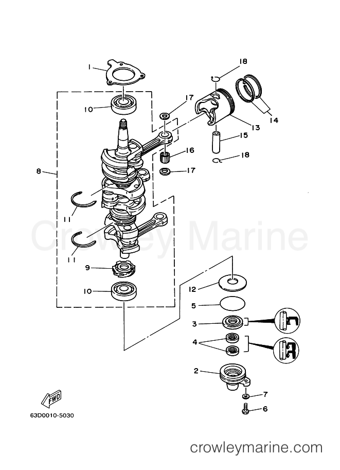 Yamaha Motors 40VEOL (63CB) [110] - CRANKSHAFT & PISTON