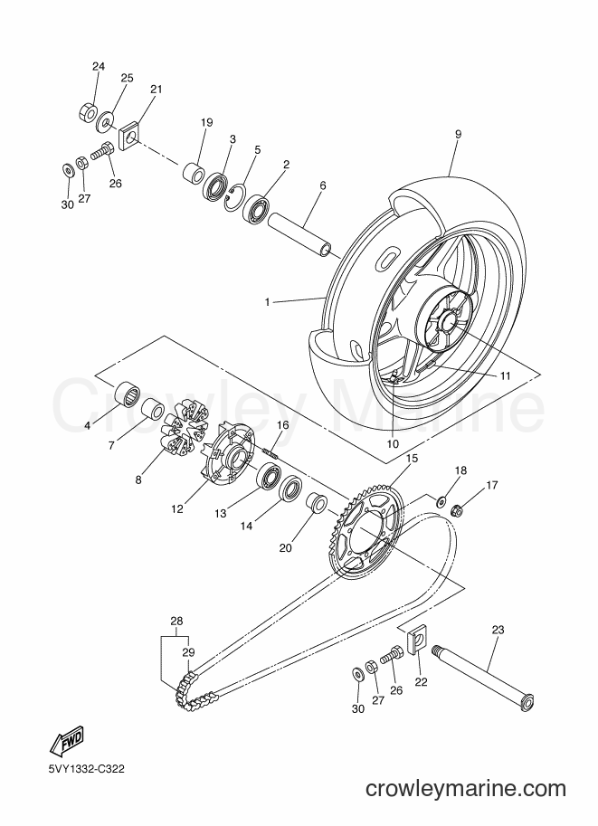 Yamaha Motors YZF-R1 (5VYN) [010] - REAR WHEEL