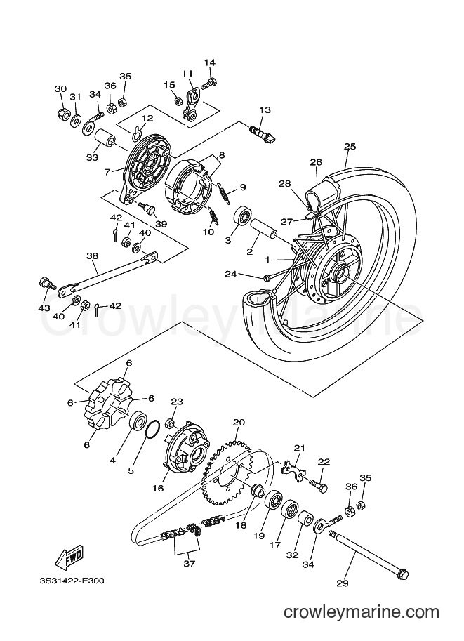 2018 Scooter T110LEC - T110LEC (B6A6) [010] - REAR WHEEL FOR SPOKE WHEEL