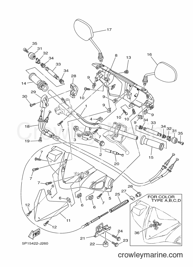 2010 Scooter AT135C - AT135C (5P15) [010] - STEERING HANDLE & CABLE