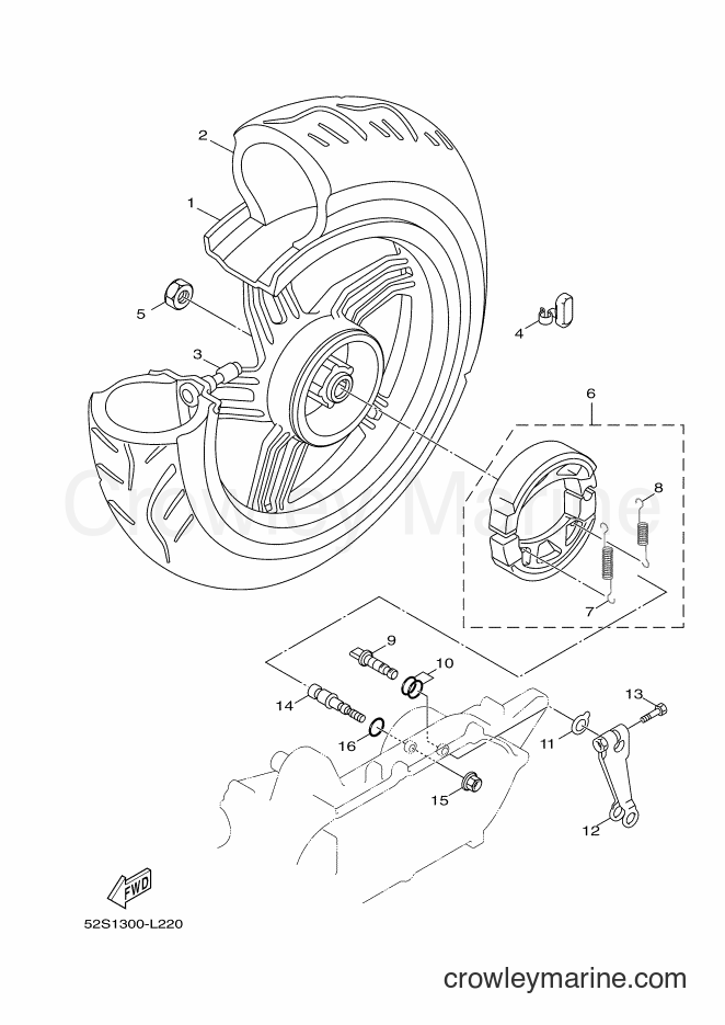 2016 Scooter HW151 - HW151 (52S3) [050] - REAR WHEEL