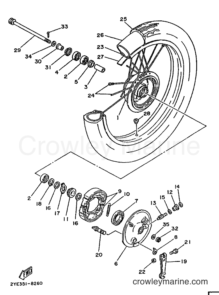 1988 Dirt Bike XT125 - XT125 (2YE1) [99A] - FRONT WHEEL