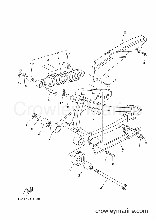 Yamaha Motors TT-R110E (B51E) [010] - REAR ARM & SUSPENSION