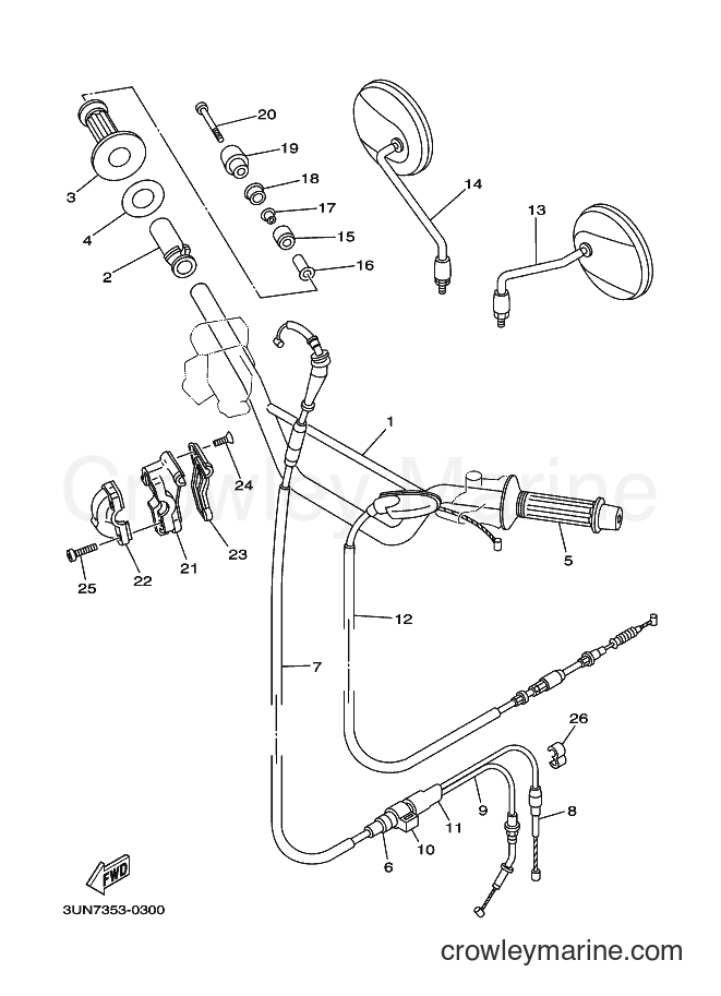 Yamaha Motors DT50LC (3UN7) [010] - STEERING HANDLE & CABLE