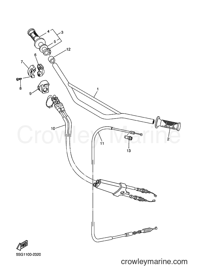 2002 Dirt Bike YZ250F - YZ250F (5SG2) [030] - STEERING HANDLE & CABLE