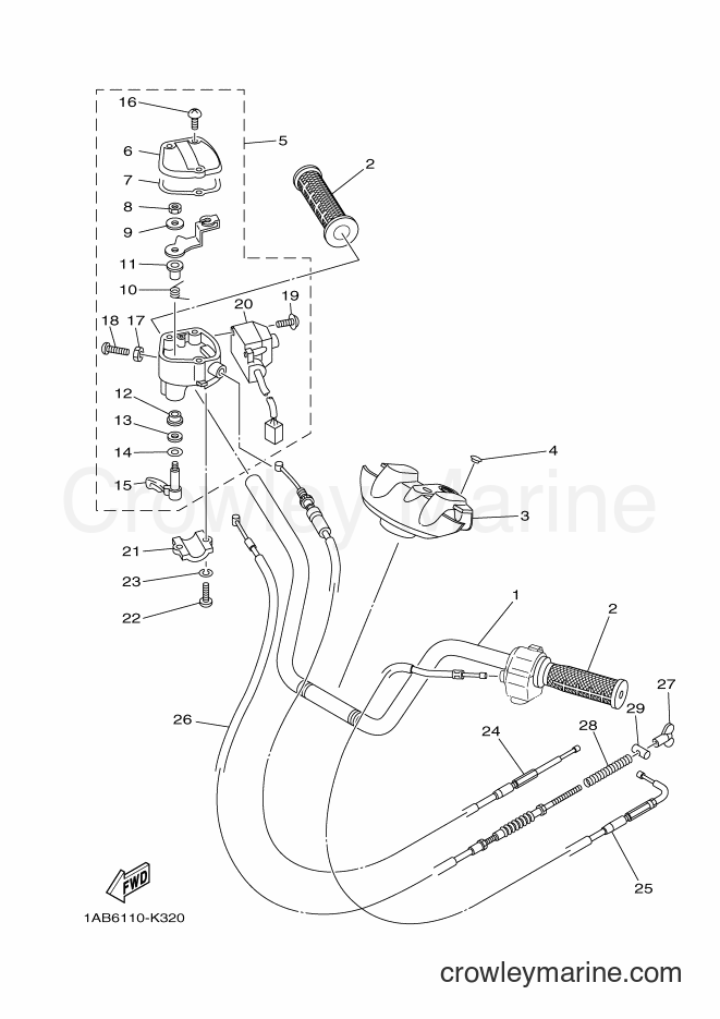 2012 ATV YFM350FWA - YFM350FWA (1NS5) [010] - STEERING HANDLE & CABLE