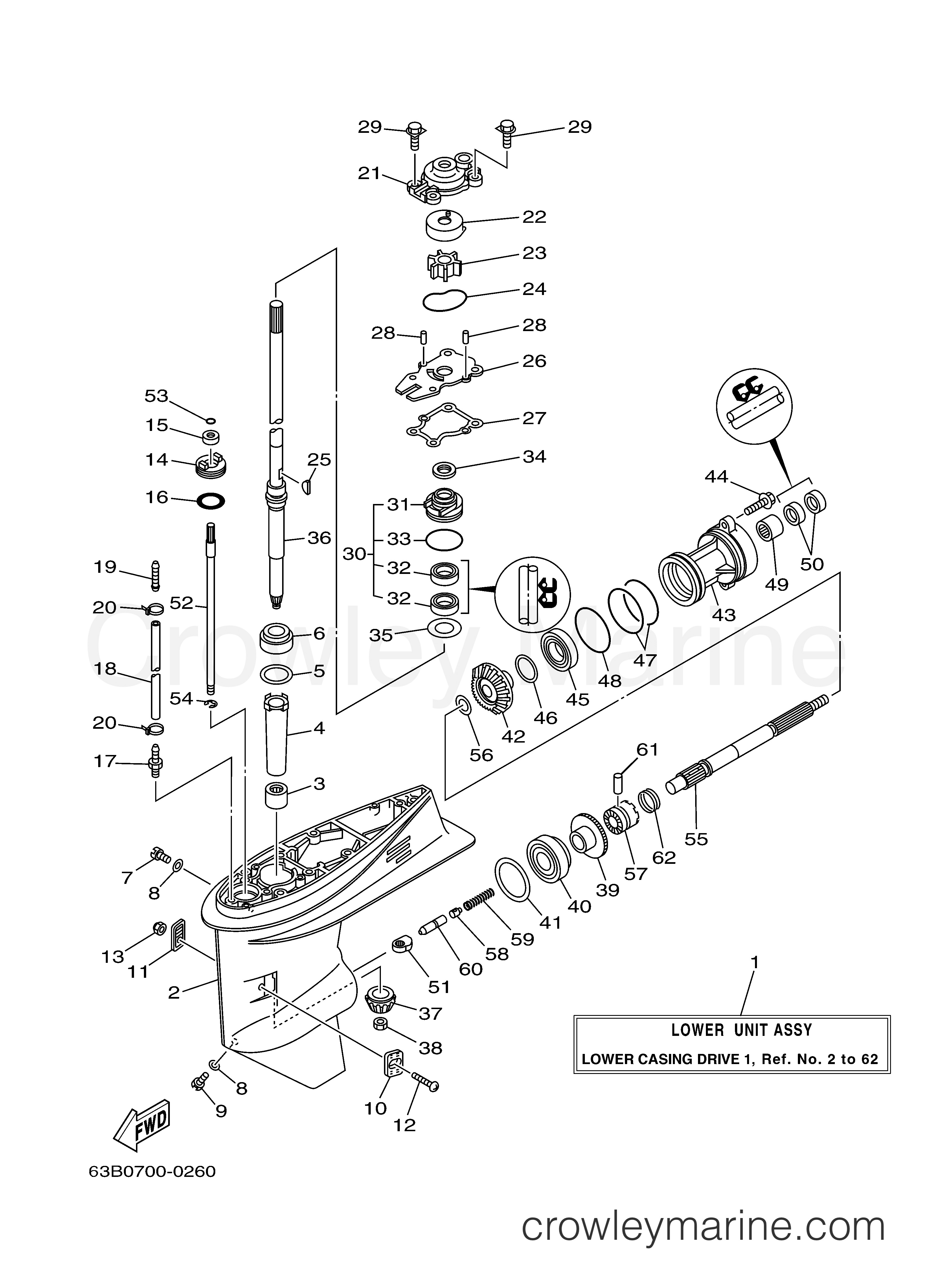 Yamaha Motors 40MLHZ - LOWER CASING DRIVE 1