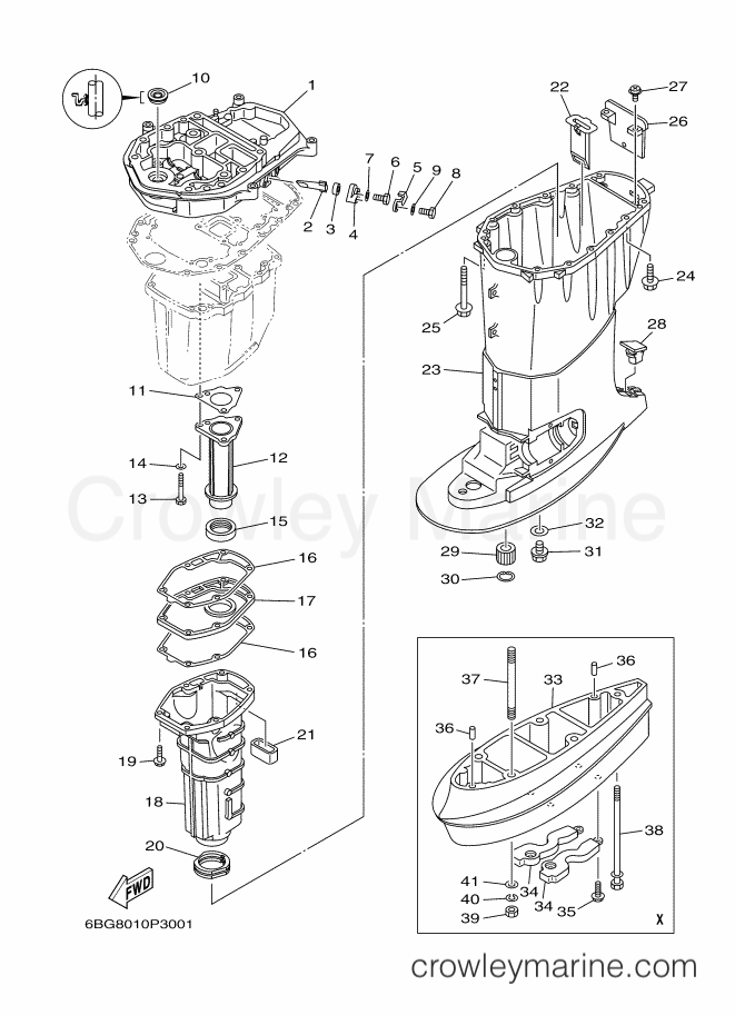Yamaha Motors F40FETL (6BGA) [360] - UPPER CASING